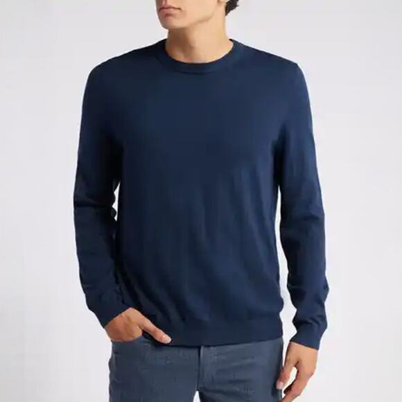Nordstrom Navy Cotton Cashmere Crewneck Sweater Size M - Picture 1 of 6